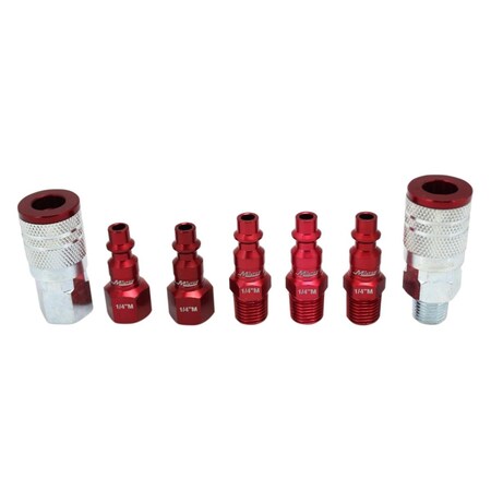 Homepage 7 Piece M-Style Colorfit Coupler & Plug Kit with 0.25 in. NPT - Red, 7PK HO385381